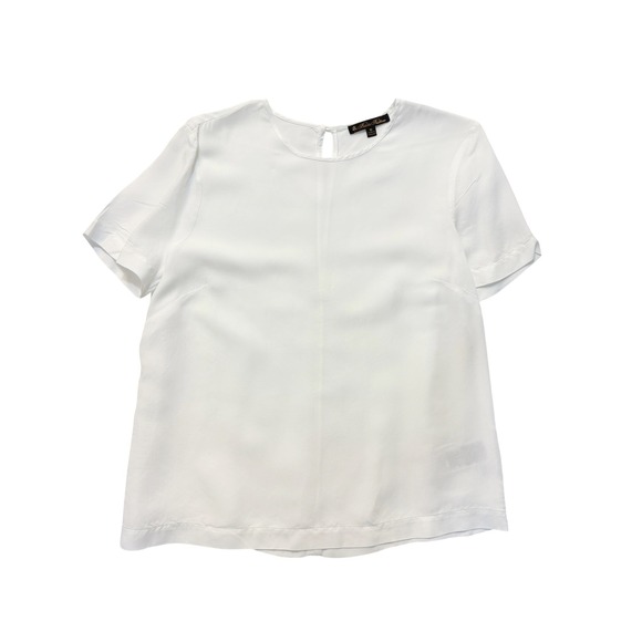 Brooks Brothers Tops - Brooks Brothers Vintage White Silk Cupro Short Sleeve Blouse Top Size 10